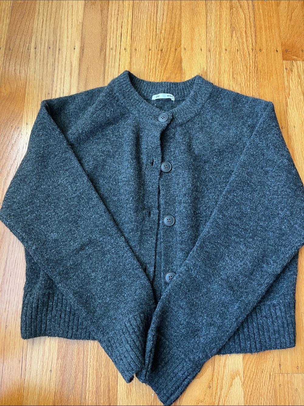 GU Charcoal Button-Front Cardigan